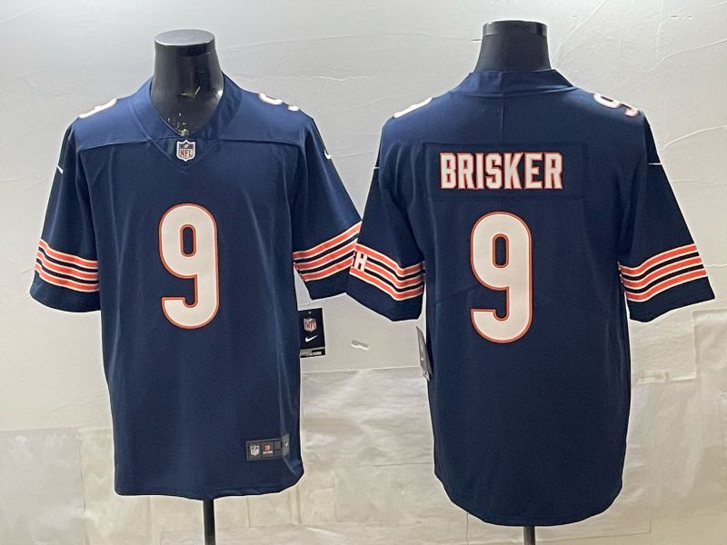 Men 2026 Chicago Bears #9 Brisker blue Limited Nike NFL Jersey style 01